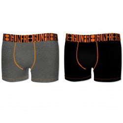 Lot de 2 boxers homme Soft Touch Freegun Gri chiné et Noir