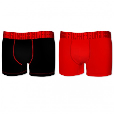 Lot de 2 boxers homme Soft Touch Freegun Rouge et Noir