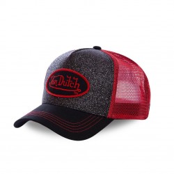 Casquette trucker Von Dutch Flakes Noir et Rouge