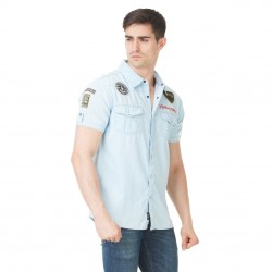 Chemise manches courtes homme Von Dutch Paul Bleu Clair