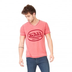 T-shirt Col V homme Von Dutch Aeron Rouge