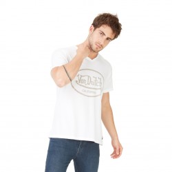 T-shirt Col V homme Von Dutch Aeron Blanc