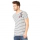 T-shirt Col V homme Von Dutch rayé Ecru et Marine